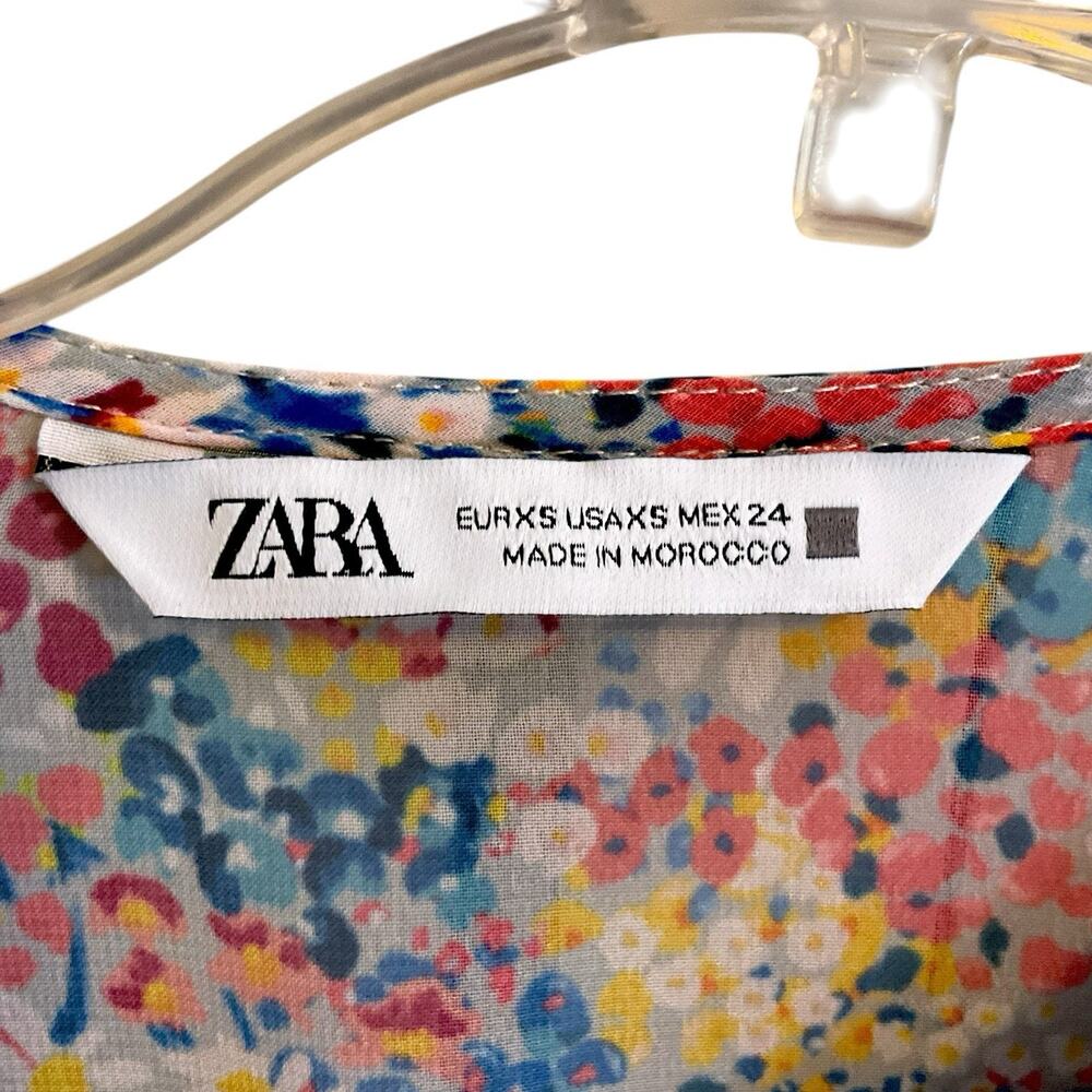 Zara Dress Womens Size XS Tie Neck Ruffle Mini Floral Romantic Boho Peasant - Picture 11 of 14